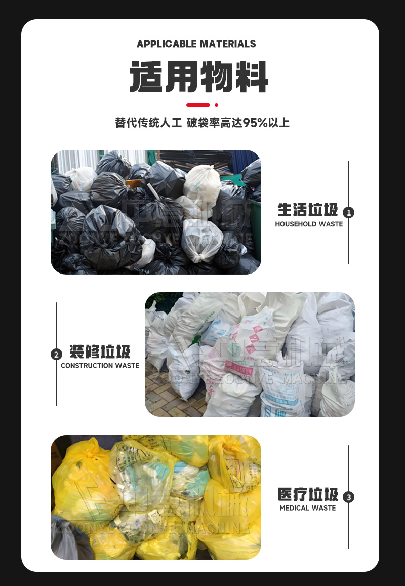 雙軸破袋機(jī)應(yīng)用范圍